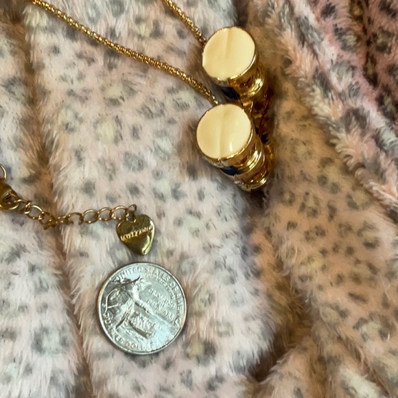 Crystal binoculars charm necklace rare ! Gold plated bj sparkly - Picture 4 of 4